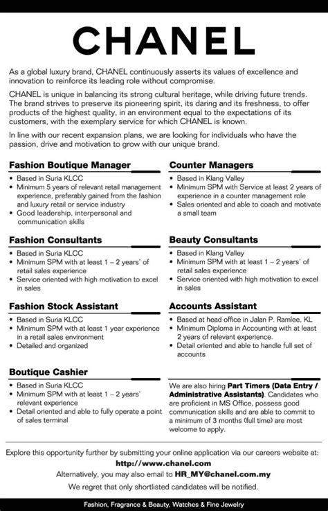 chanel hamburg praktikum - Chanel job description.